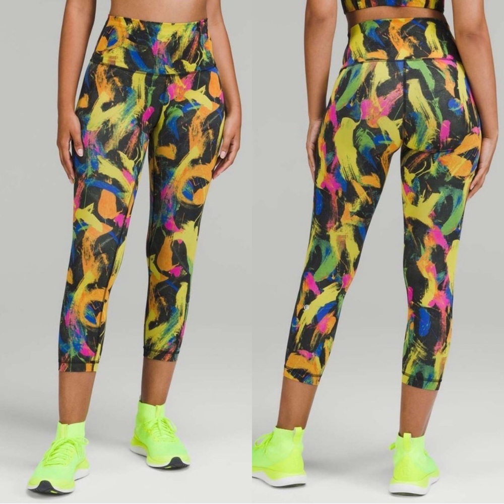 Lululemon Wunder Train HR Tight Leggings Size 6 23” Crop Undertone Black Multi